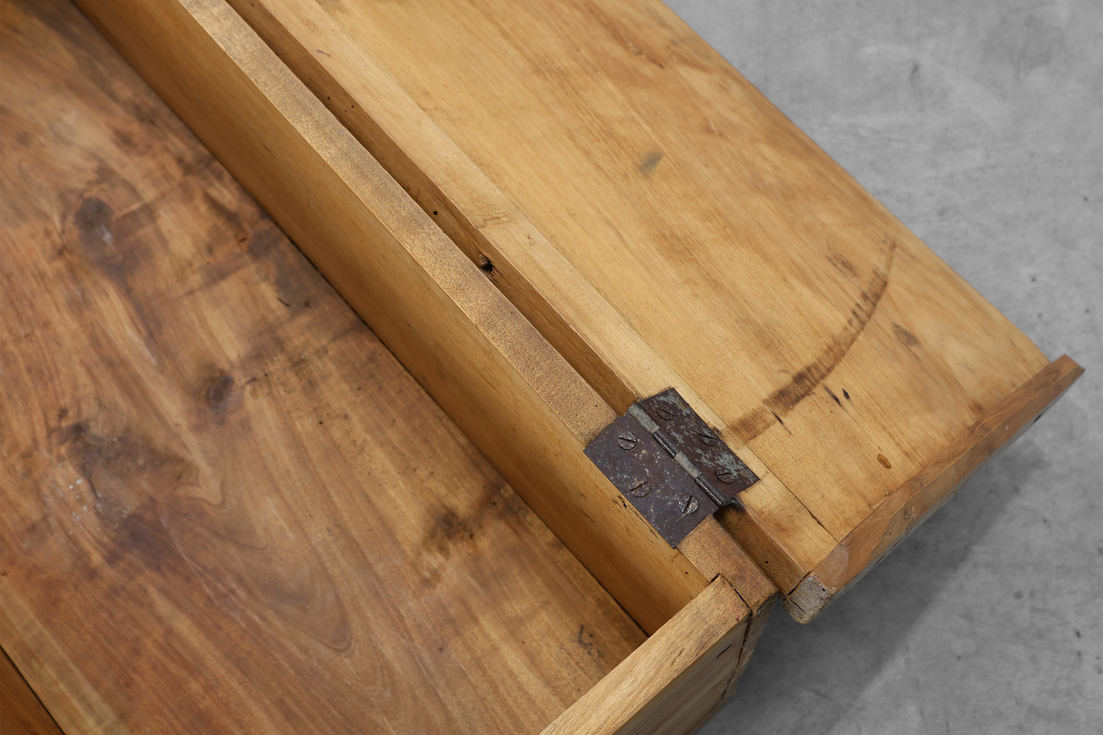 Rustic oak wooden chest, France ca. 1900thumbnail